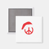Santa Peace Sign Ho Ho Ho mit Weihnachtsmannmütze Magnet (Vorderseite/Rückseite)