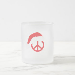 Santa Peace Sign Ho Ho Ho mit Weihnachtsmannmütze Mattglastasse