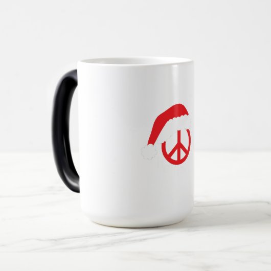 Santa Peace Sign Ho Ho Ho mit Weihnachtsmannmütze Verwandlungstasse (Vorderseite Links)