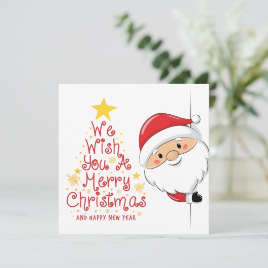 Santa Peek Weihnachtskarte  Feiertagskarte (Stehend Vorderseite)