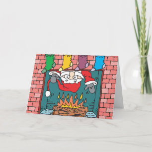 Santa Peking im Kamin Feiertagskarte