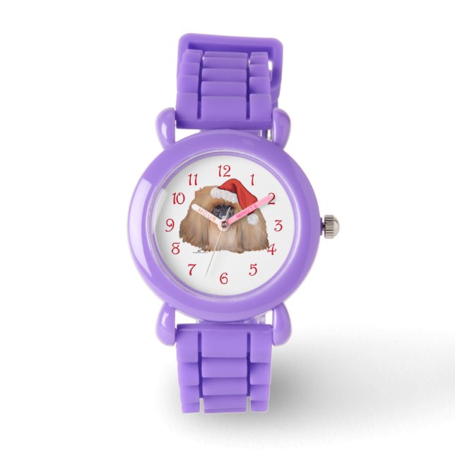 Santa Pekingese Armbanduhr (Vorderseite)