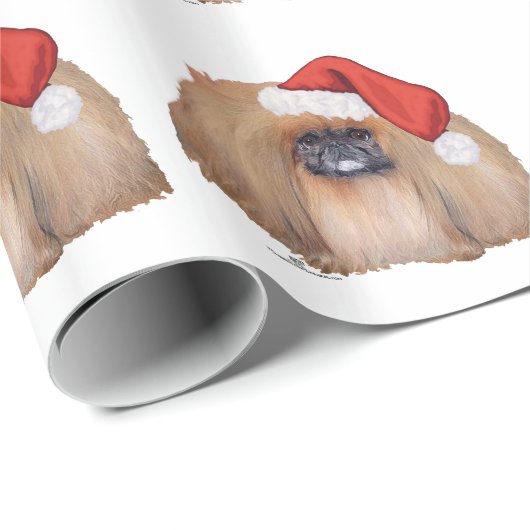 Santa Pekingese Geschenkpapier (Rolleneckpunkt)