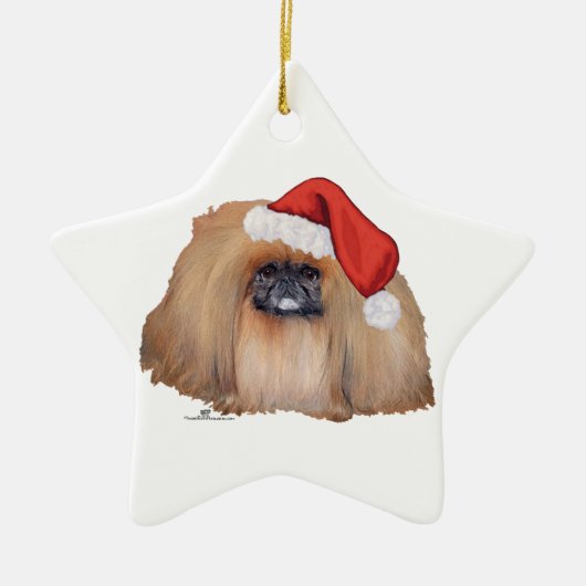 Santa Pekingese Keramikornament (Vorne)