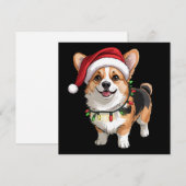 Santa Pembroke Welsh Corgi Christmas Tree Lights  Einladung (Vorne/Hinten)
