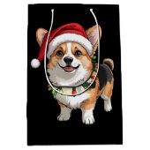 Santa Pembroke Welsh Corgi Christmas Tree Lights Mittlere Geschenktüte (Vorderseite)
