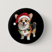 Santa Pembroke Welsh Corgi Weihnachtsbaumlichter Button (Vorderseite)