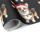 Santa Pembroke Welsh Corgi Weihnachtsbaumlichter Geschenkpapier (Rolleneckpunkt)