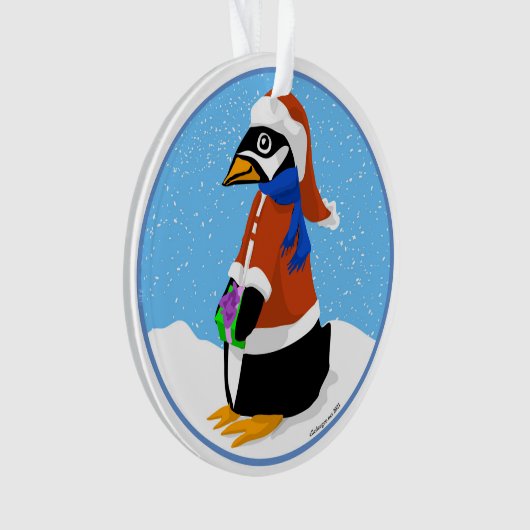 Santa Penguin Acrylic Ornament (Vorderseite)