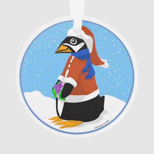 Santa Penguin Acrylic Ornament (Rückseite)
