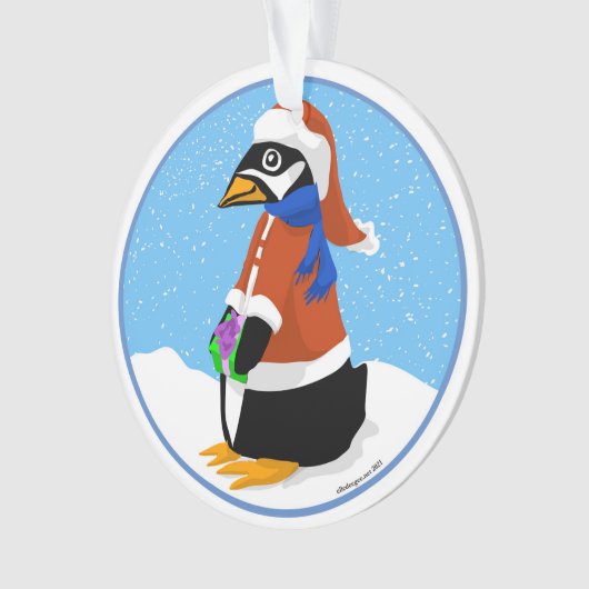 Santa Penguin Acrylic Ornament (Vorderseite)