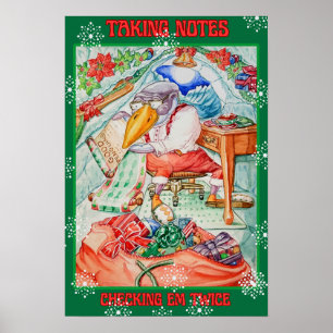 SANTA PENGUIN MACHT NOTIZEN UND ÜBERPRÜFT SIE DOPP POSTER