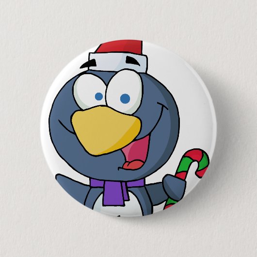 Santa Penguin mit Candy Cane Button (Vorderseite)