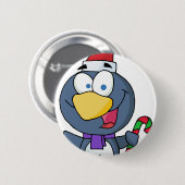 Santa Penguin mit Candy Cane Button (Vorne & Hinten)