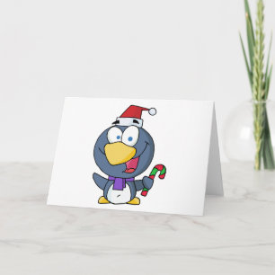 Santa Penguin mit Candy Cane Feiertagskarte