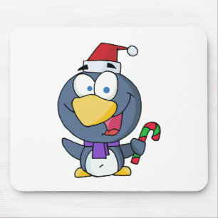 Santa Penguin mit Candy Cane Mousepad