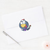 Santa Penguin mit Candy Cane Runder Aufkleber (Umschlag)