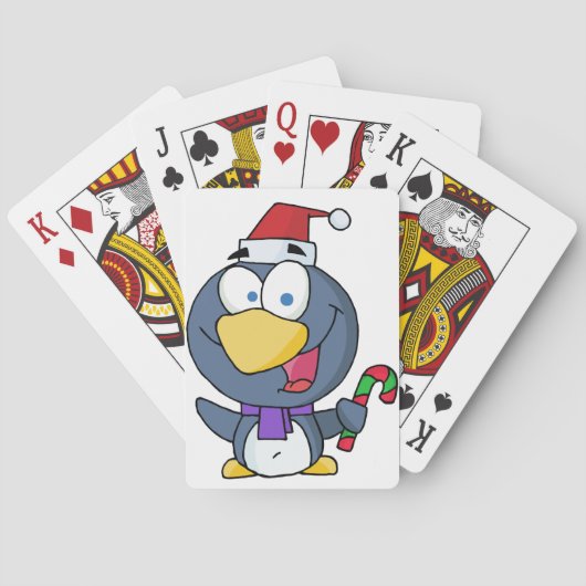 Santa Penguin mit Candy Cane Spielkarten (Rückseite)
