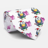 Santa Penguin mit Weihnachtsgeschenk und Candy Can Krawatte (Gerollt)