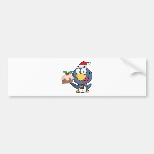Santa Penguin mit Weihnachtskuchen Autoaufkleber (Vorne)