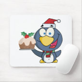 Santa Penguin mit Weihnachtskuchen Mousepad (Mit Mouse)