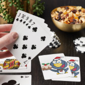 Santa Penguin mit Weihnachtskuchen Spielkarten (In Situ)