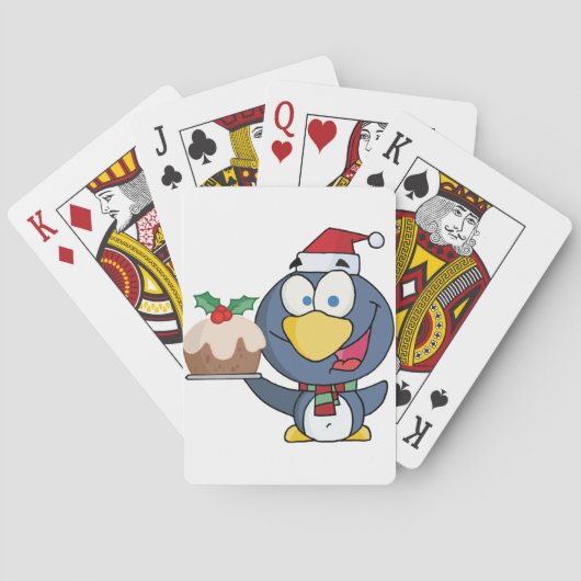 Santa Penguin mit Weihnachtskuchen Spielkarten (Rückseite)