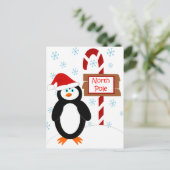 Santa Penguin Nordpol Weihnachtskarten Feiertagspostkarte (Stehend Vorderseite)