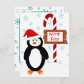 Santa Penguin Nordpol Weihnachtskarten Feiertagspostkarte (Vorne/Hinten)