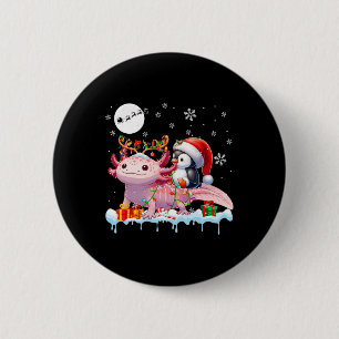 Santa Penguin Riding Axolotl Rentier Christmas Se Button