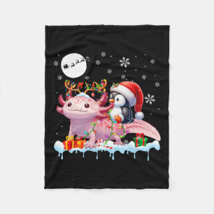 Santa Penguin Riding Axolotl Rentier Christmas Se Fleecedecke