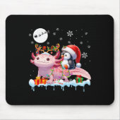 Santa Penguin Riding Axolotl Rentier Christmas Se Mousepad (Vorne)