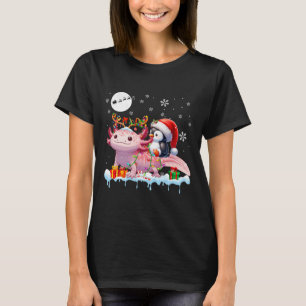 Santa Penguin Riding Axolotl Rentier Christmas Se T-Shirt