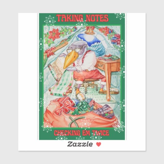 Santa Penguin Taking Notes Checking Em Twice Aufkleber (Blatt)