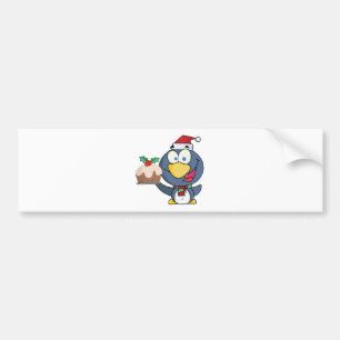 Santa Penguin with Christmas Cake Autoaufkleber