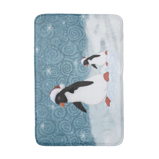 Santa Penguins Bath Mat Badematte (Vorderseite Vertikal)