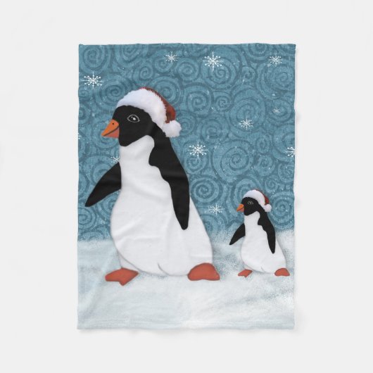 Santa Penguins Fleece Blanket (Vorderseite)