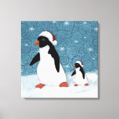 Santa Penguins Stretched Canvas Print Leinwanddruck (Vorderseite)