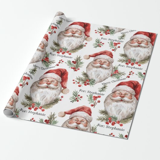 Santa Personalize Name Weihnachten Große Größe Geschenkpapier (Ungerollt)