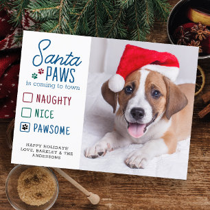 Santa Pfoten Unartig Nett Pfotigstes Haustier Hund Feiertagspostkarte