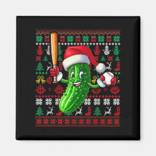 Santa Pickle spielt Baseball Xmas Spieler Vegan Sw Magnet