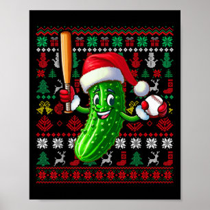 Santa Pickle spielt Baseball Xmas Spieler Vegan Sw Poster