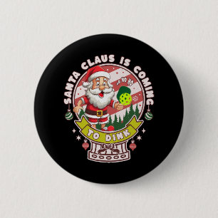 Santa Pickleball Weihnachten, Lustiger Santa Button
