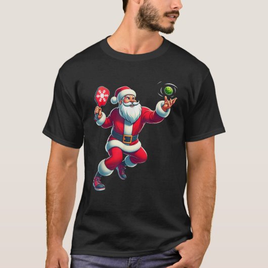 Santa Pickleball Weihnachtsfrauen Männer Kinder We T-Shirt (Vorderseite)