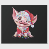 Santa Pig Christmas Lights Pig Lover Christmas Geschenkpapier (Flach)