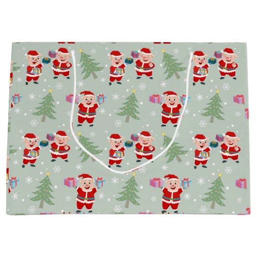 Santa Pig Gifts Muster Große Geschenktüte