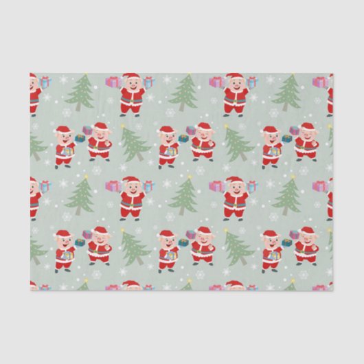 Santa Pig Gifts Muster Seidenpapier (Vorderseite)