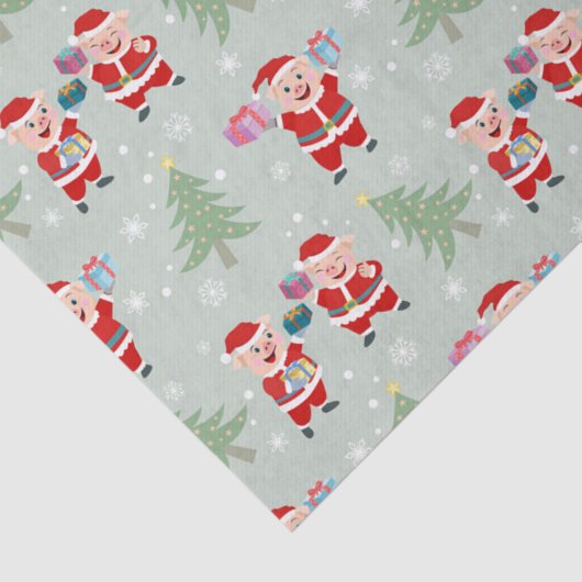 Santa Pig Gifts Muster Seidenpapier (Ausschnitt)