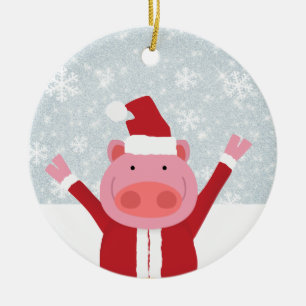 Santa Pig Keramik Ornament