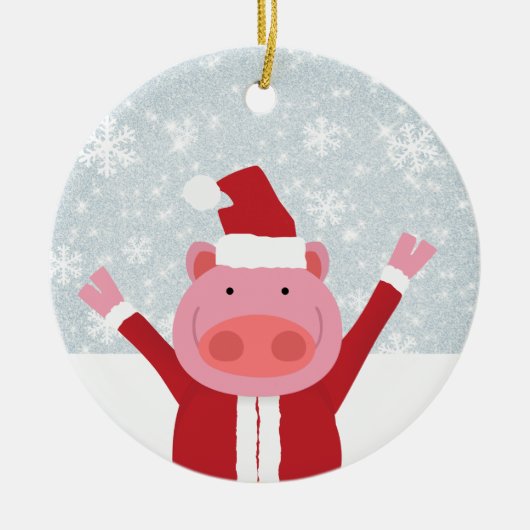 Santa Pig Keramik Ornament (Vorne)